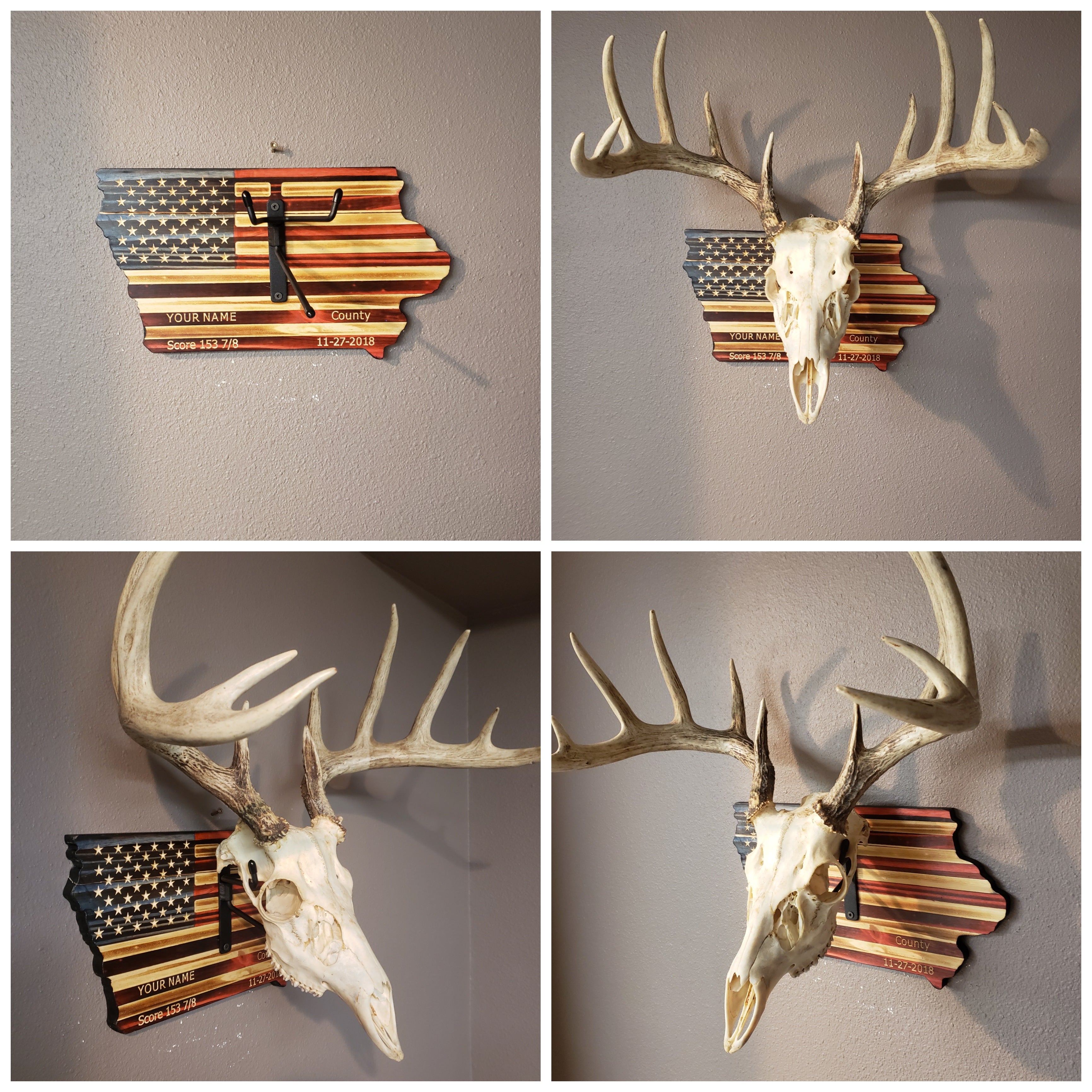 Iowa European Deer Mount Plaque - Personalized - Any State